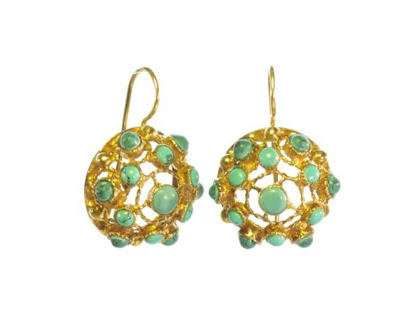 Victorian Filigree Earrings With Turquoise – E91104