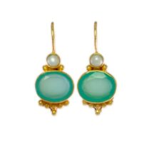 Classic Earring Chalcedony And Pearl – E3012