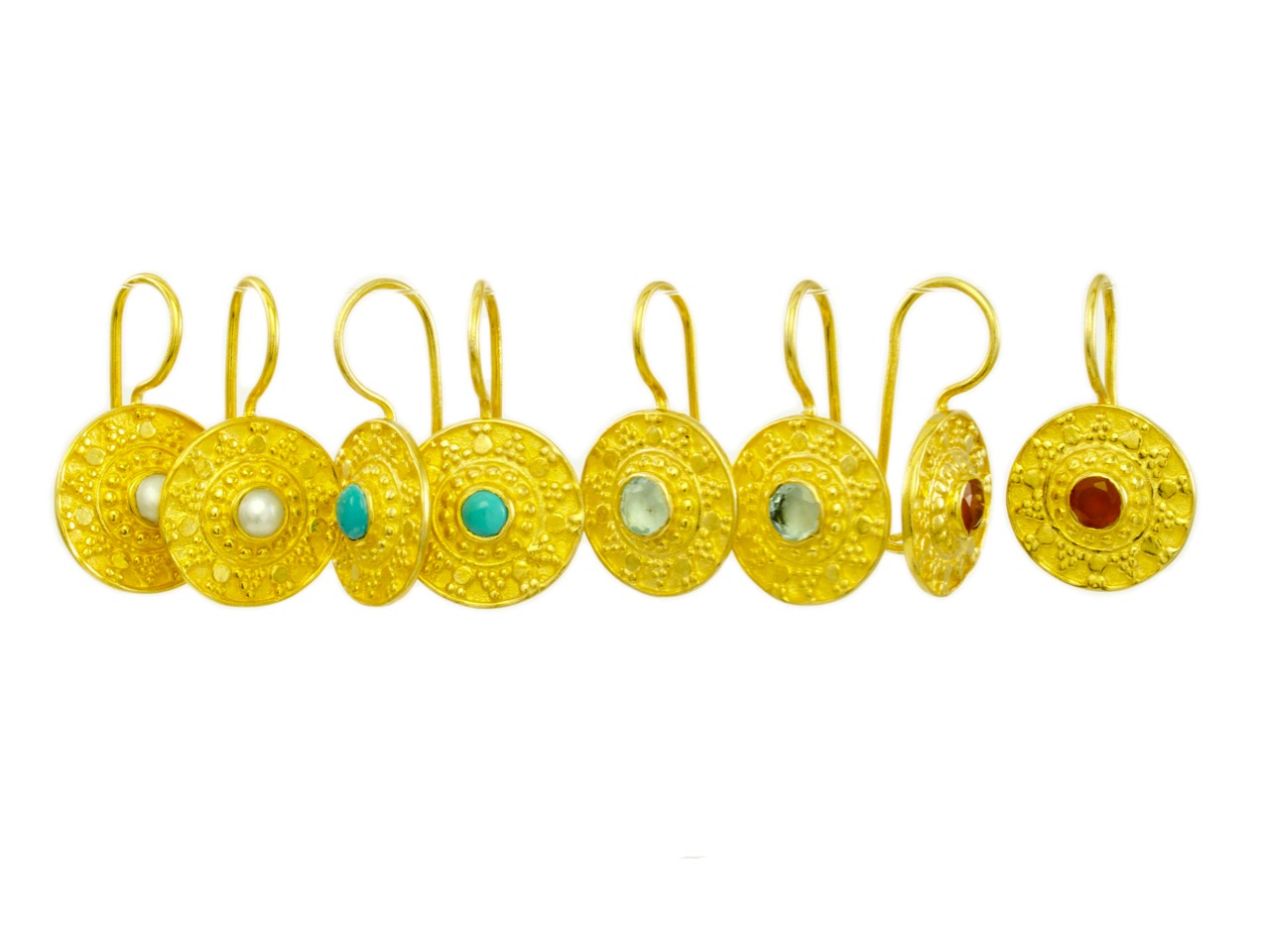 Etruscan coin earring with stone E8326