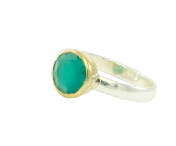 Ring With Round Facet Cut Green Onyx – R1271