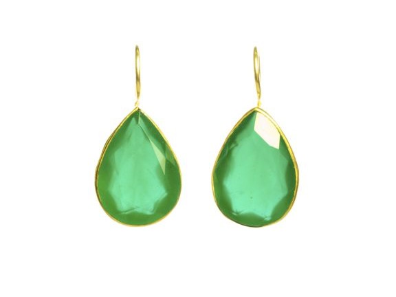 Earring Green Onyx Drops With Setting – E7703