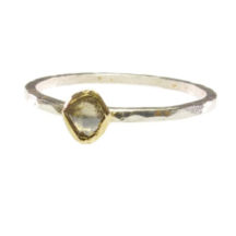 Silver, 18k Gold And Diamond Ring