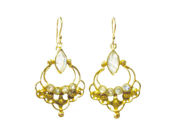 Earrings With Small Facet Cut Moonstones – E8365