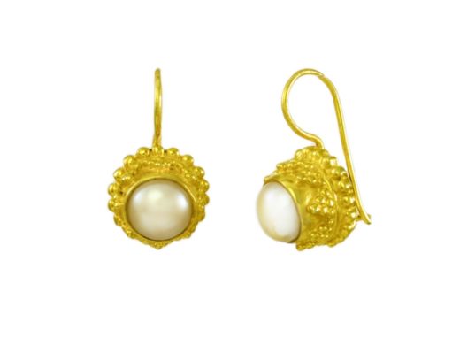 Chunky Etruscan earrings pearl E3b