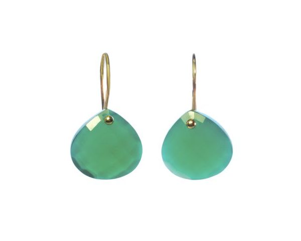 Green Onyx 14k Gold Tear Drop Earrings – E8001