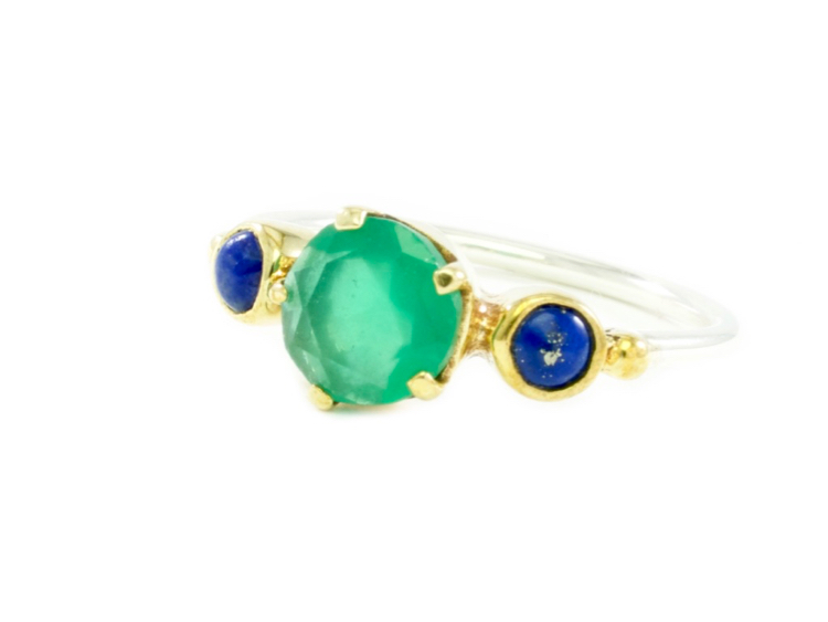 Skinny ring green onyx lapis lazuli – R1655