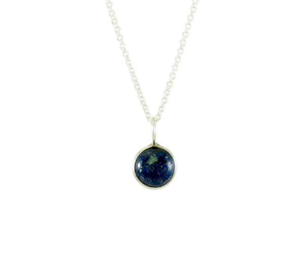 Silver Pendant Lapis Lazuli Round Drop – P1005