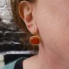 Oval earrings with facet carnelian - E1193